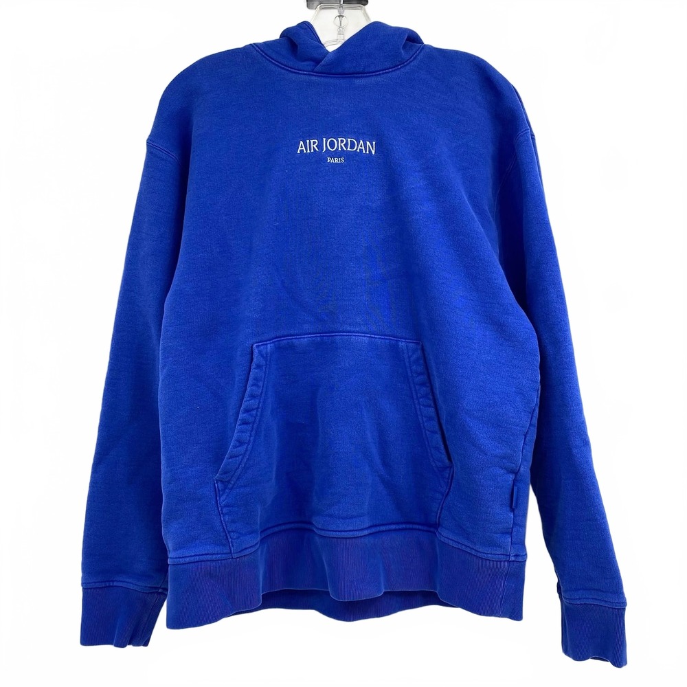 Nike Air Jordan Blue Paris Hoodie | Cotton-Spandex Pullover Men’s M